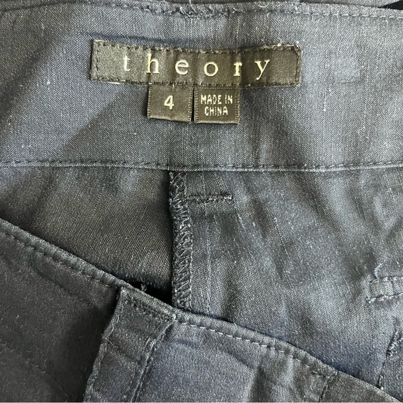 Theory Linen Blend Convertible Cargo Pants w Adjustable Lengths Navy Blue Sz 4 - Picture 2 of 9
